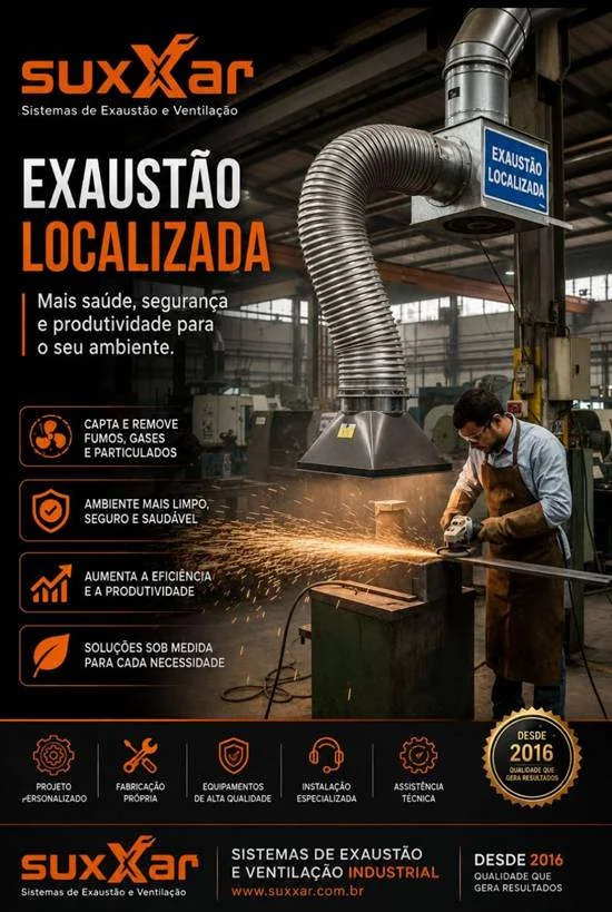 Sistema de exaustão em ambiente industrial